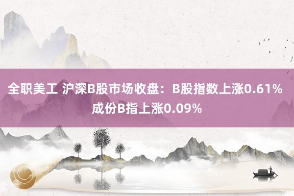 全职美工 沪深B股市场收盘：B股指数上涨0.61% 成份B指上涨0.09%