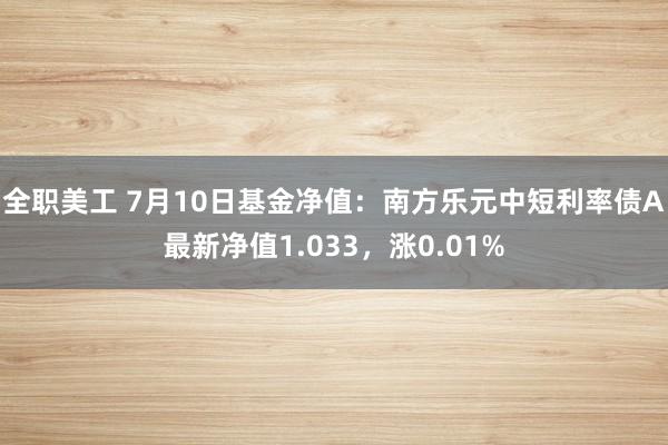 全职美工 7月10日基金净值：南方乐元中短利率债A最新净值1.033，涨0.01%