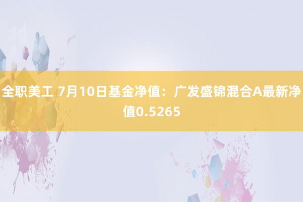 全职美工 7月10日基金净值：广发盛锦混合A最新净值0.5265